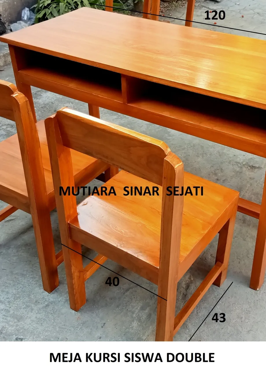 Meja Kerja MEJA KURSI  SEKOLAH / SISWA DOUBLE (1 MEJA 2 KURSI) KAYU JATI 4 ~item/2021/10/21/4