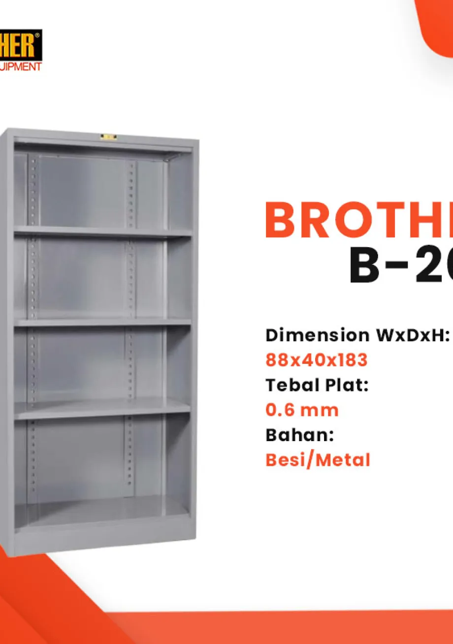 Lemari File - Filling Cabinet Almari Arsip Besi / Rak Arsip Brother B-202 Tanpa Pintu 1 ~item/2021/10/5/b202