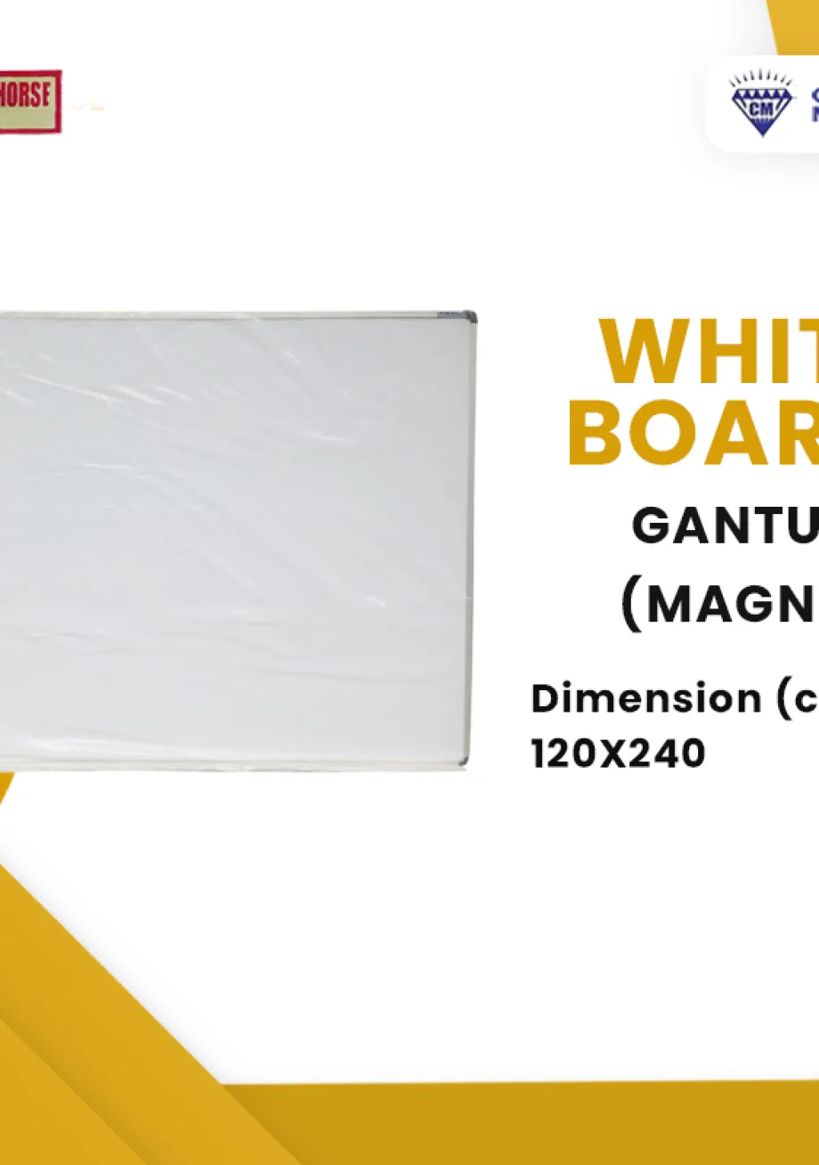 Papan Tulis Spidol Goldenhorse Whiteboard Papan Tulis Gantung MAGNET Uk. 120 x 240 cm 1 ~item/2021/10/5/ghmagnet120x240