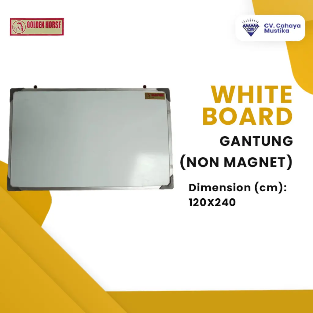 Goldenhorse Whiteboard Papan Tulis Gantung NON MAGNET Uk 120 x 240 cm