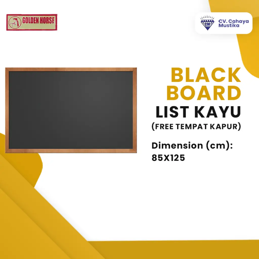 Goldenhorse Papan Tulis Blackboard Gantung List Kayu Uk 85 x 125 cm