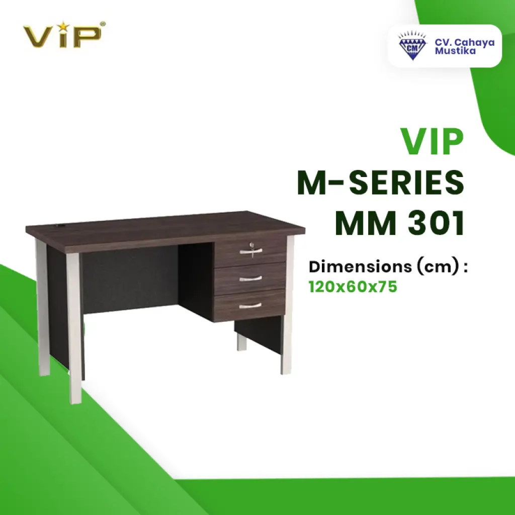 Meja Kerja Kantor VIP MSERIES MM 301 Uk 120 x 60 x 75 cm