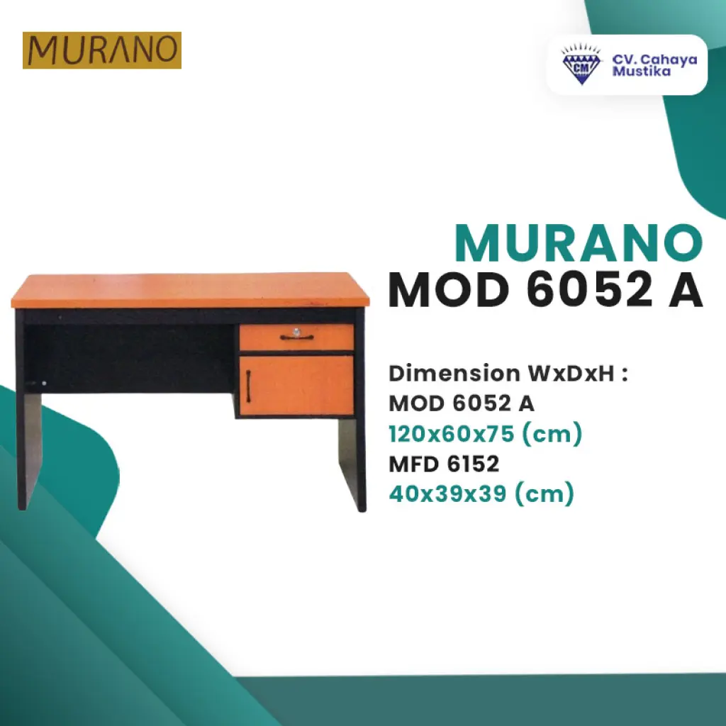 Meja Kerja Kantor Murano MOD 6052 A Uk 120 x 60 x 75 cm