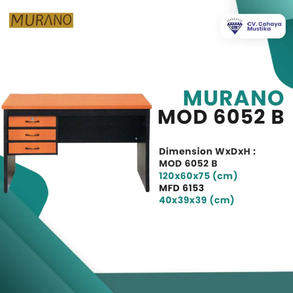 Meja Kerja Kantor Murano MOD 6052 B Uk 120 x 60 x 75 cm