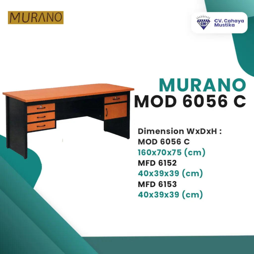 Meja Kerja Kantor Murano MOD 6056 C Uk 160 x 70 x 75 cm