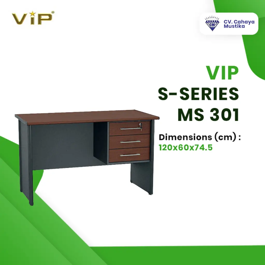 Meja Kerja Kantor VIP SSERIES MS 301 Uk 120 x 60 x 74 cm