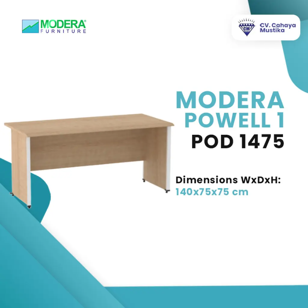 Meja Kerja Kantor Modera Powell 1 POD 1475 Uk 140 x 75 x 75 cm