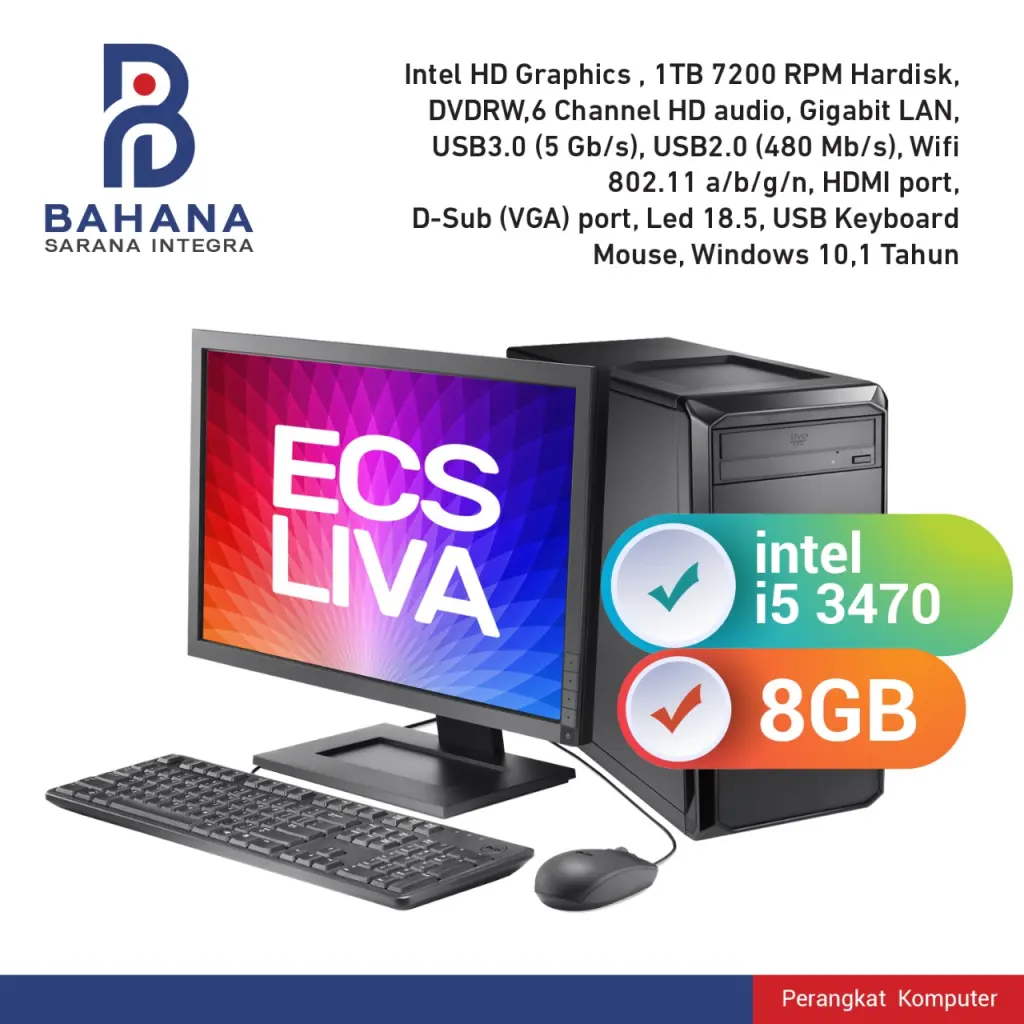 ECS Liva Desktop PC Intel Core i54460 8GB 1TB Win 10 