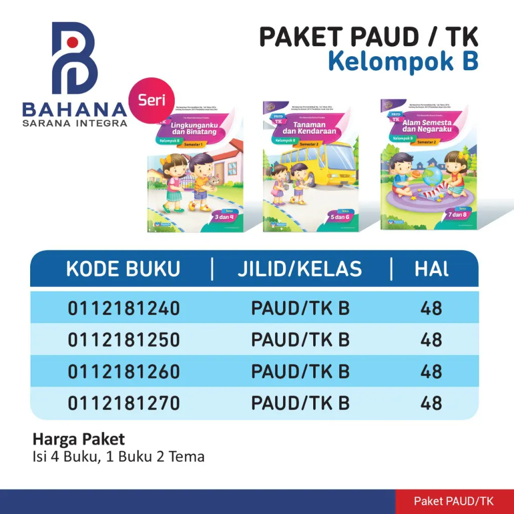 PAKET PAUD  TK Kelompok B 4 JilidJudul Buku