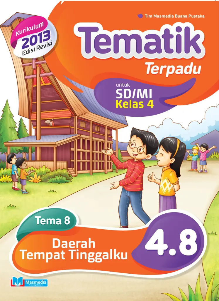 Tematik Terpadu Daerah Tempat Tinggalku SDMI kelas 4 tema 8 kurikulum 2013 revisi 2016 logo 2017