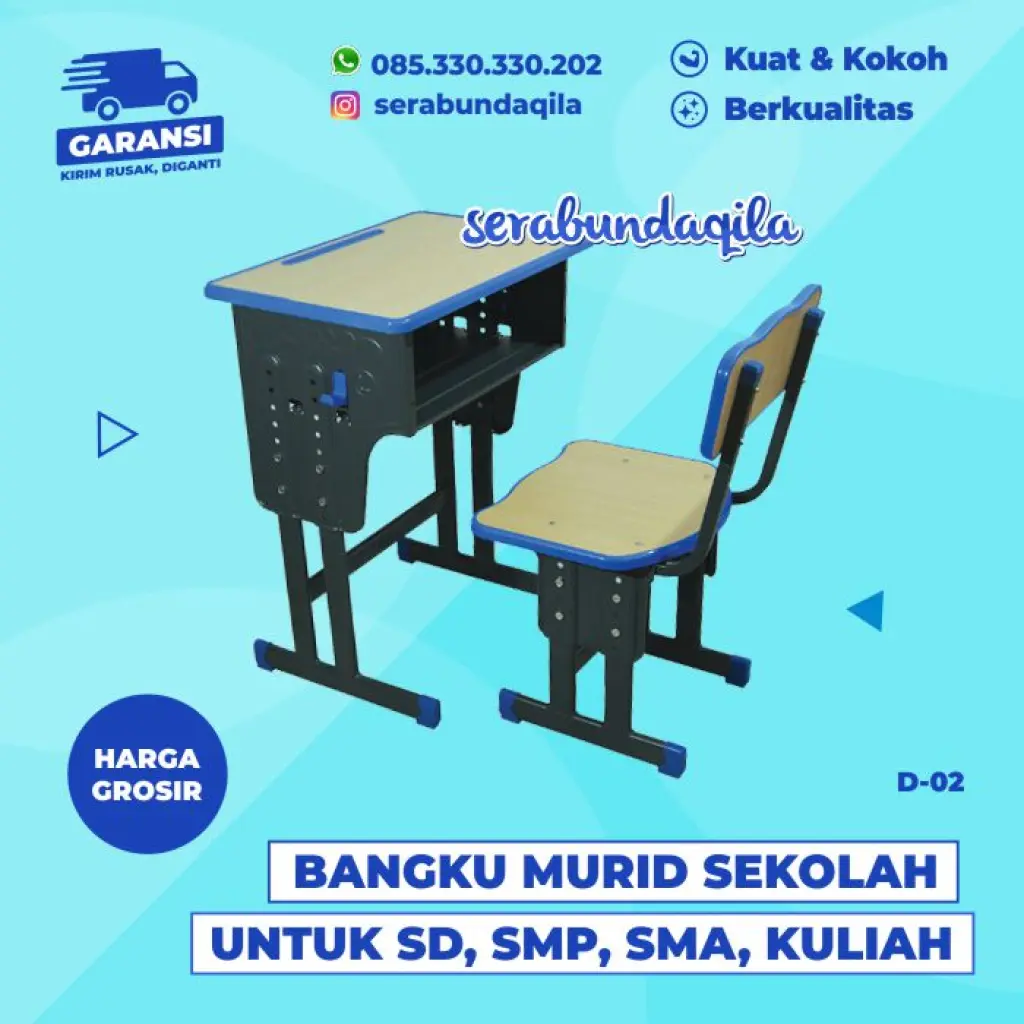 D02 Meja kursi sekolah bangku besi
