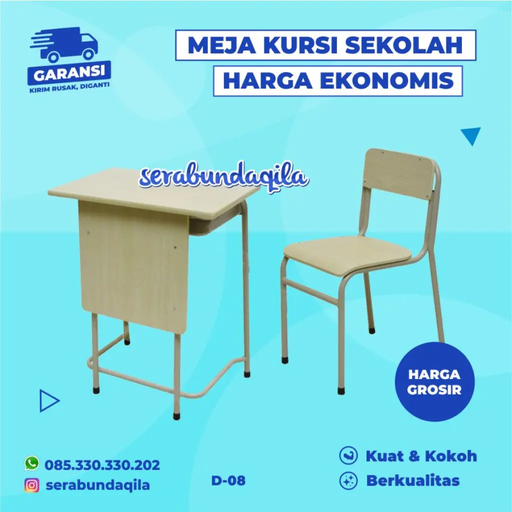 D08 meja kursi bangku sekolah rangka besi harga murah