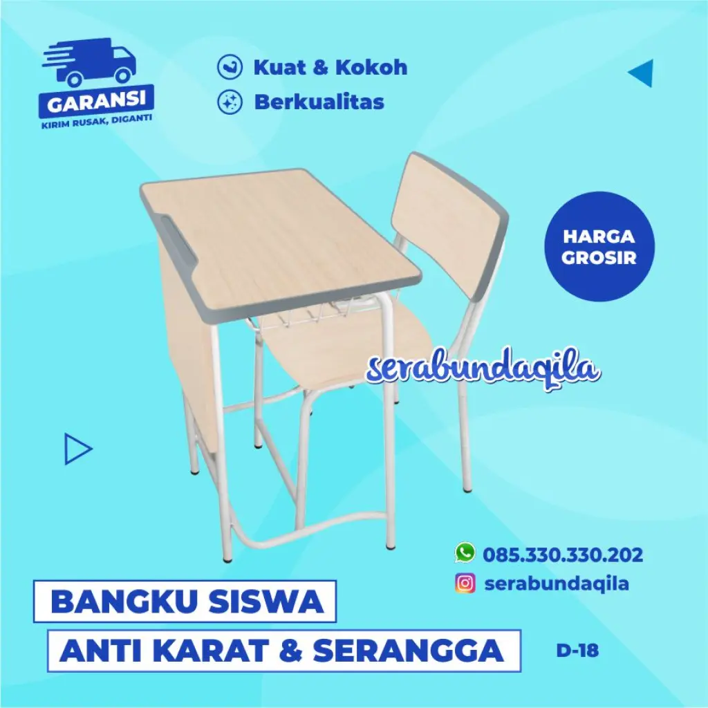 D18 meja kursi bangku sekolah rangka besi harga murah
