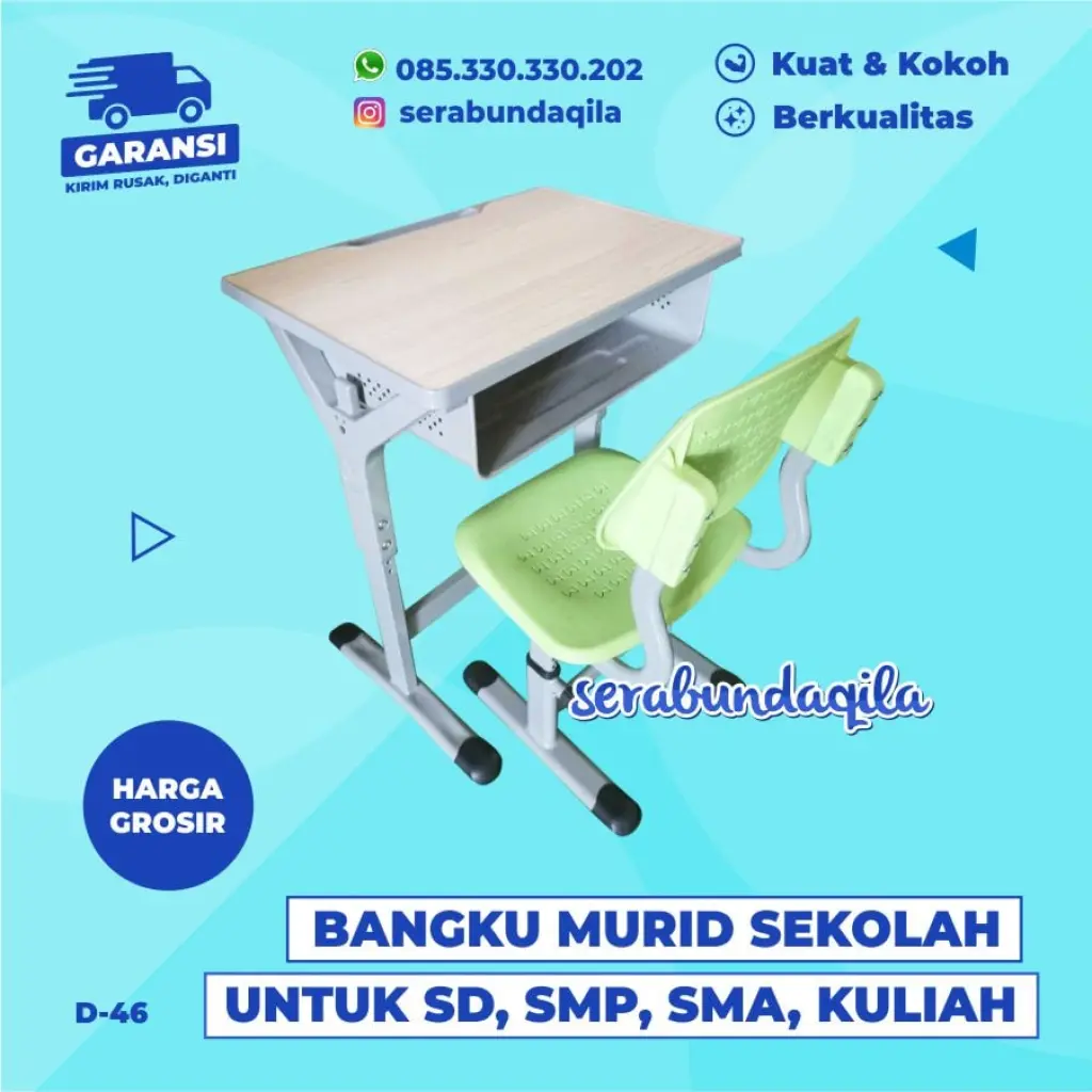 D46 Meja kursi bangku besi SD dan SMP