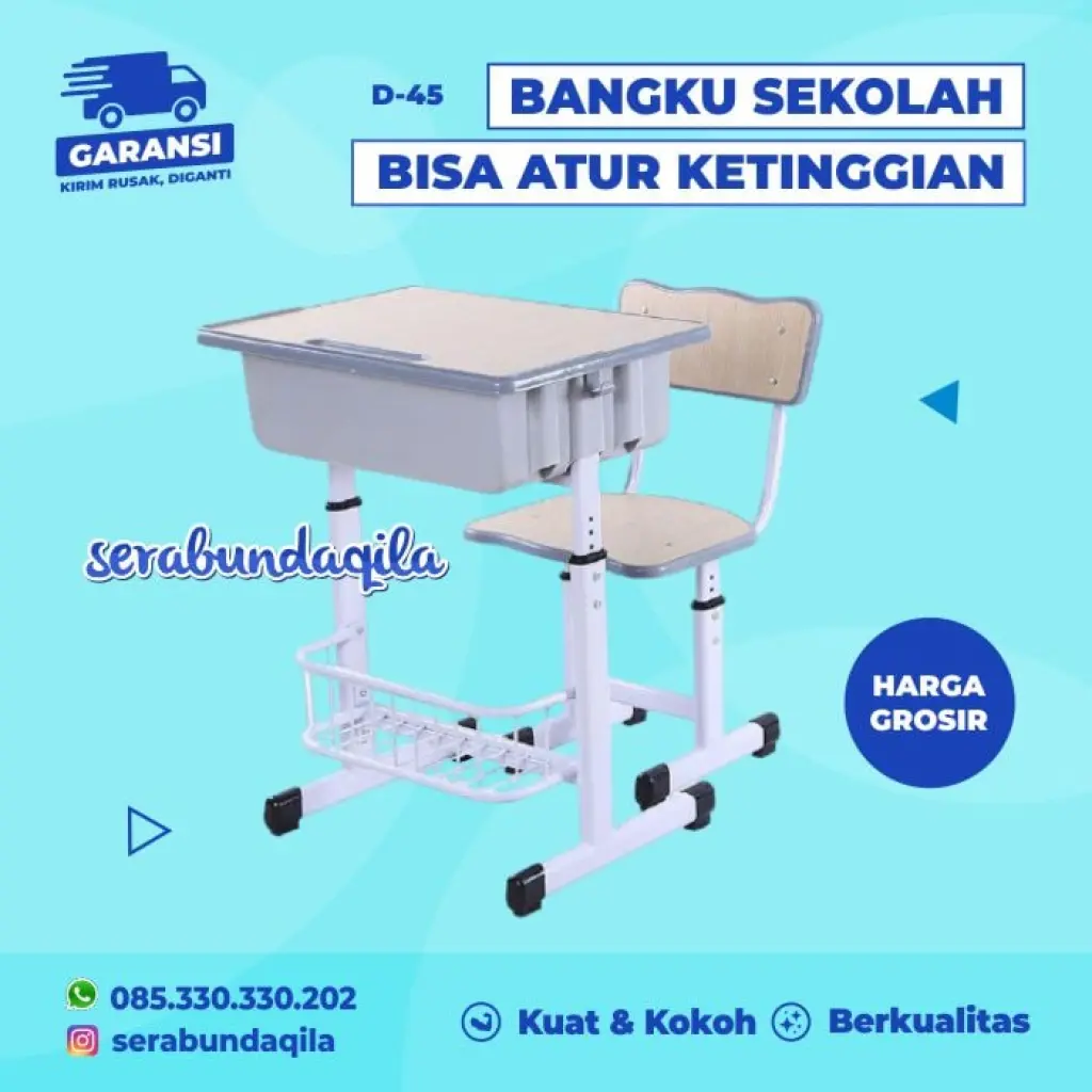 D45 meja kursi bangku sekolah rangka besi harga