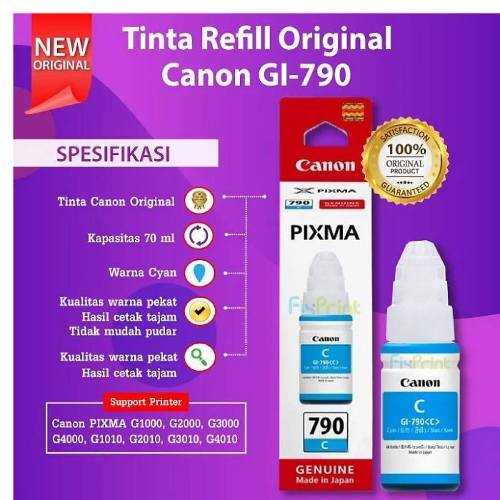 TINTA CANON GI790 CYAN ORIGINAL