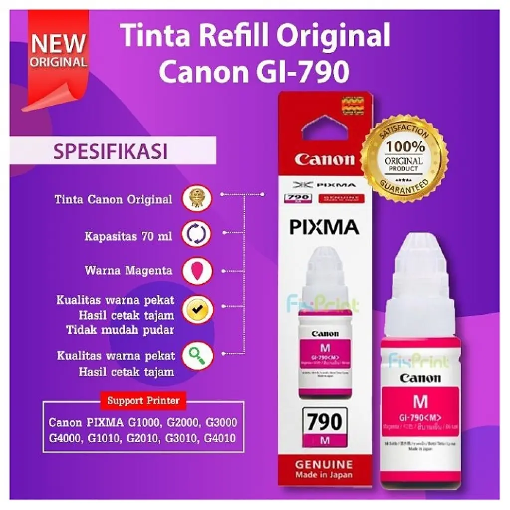 Tinta Canon 790 GI790 Magenta Original