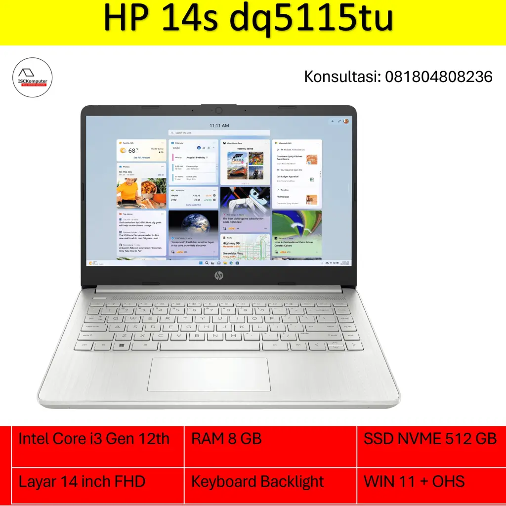 Laptop Intel Core i3 RAM 8 GB SSD 512 GB