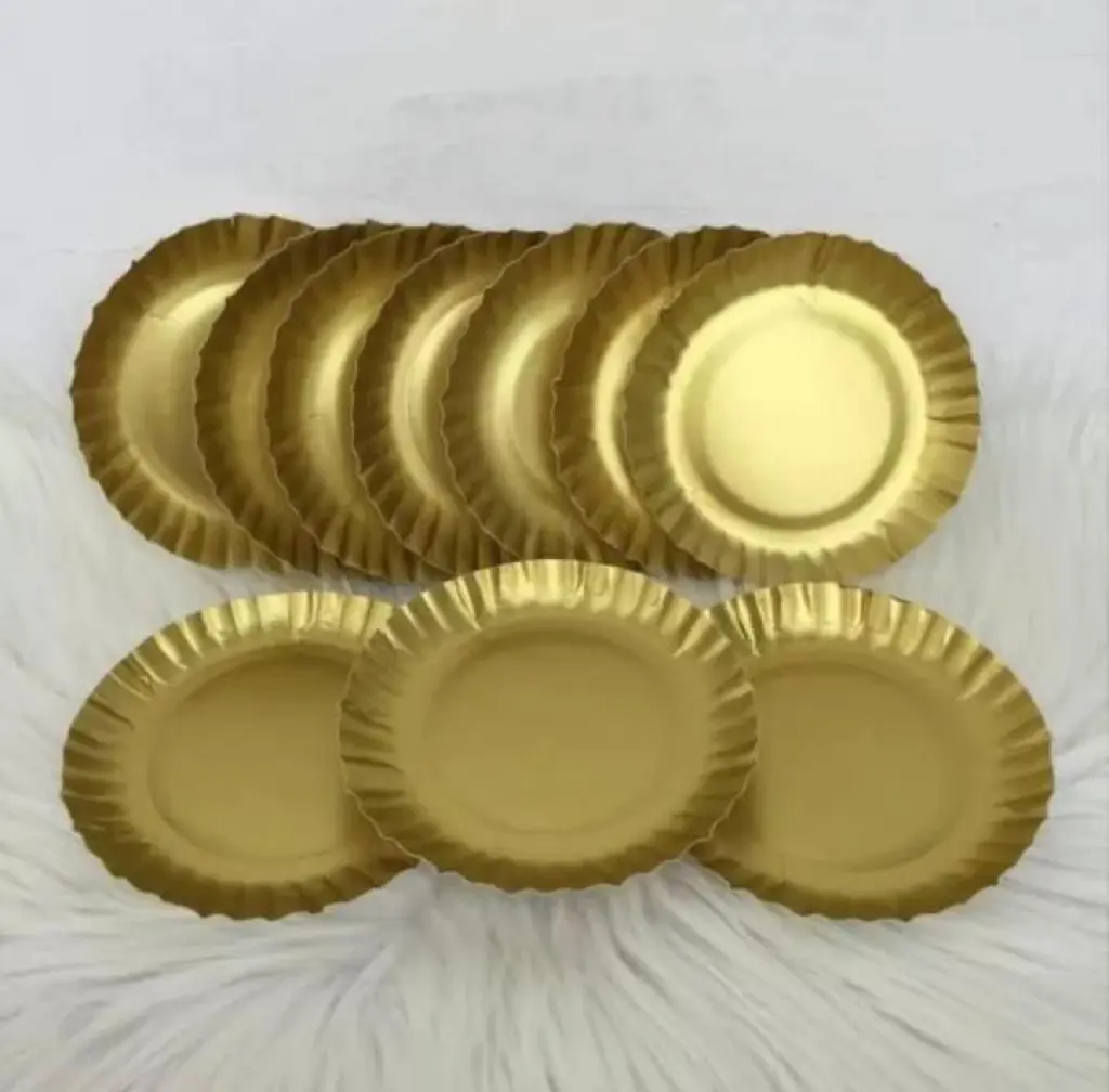 Piring Kertas Kue Diameter 13 cm Warna Gold