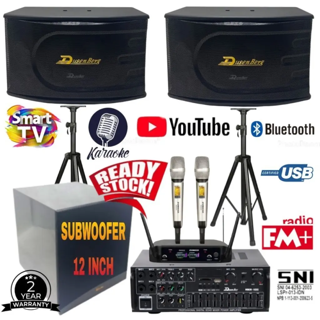 Set DUSENBERG 10 Inch Subwoofer 2 Mic Wireless