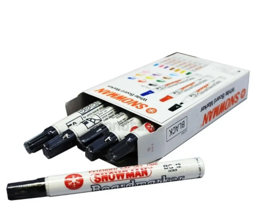 Spidol Whiteboard Snowman BG 12 HITAM  ISI 12 PCS 